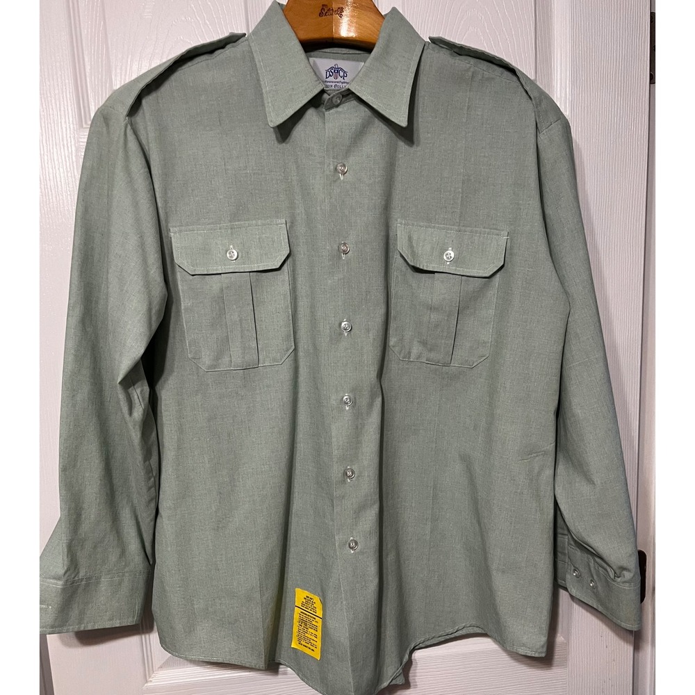 DSCP Garrison Collection Mens AG-415 Military Shirt Long Sleeve Green 18 x 34/35